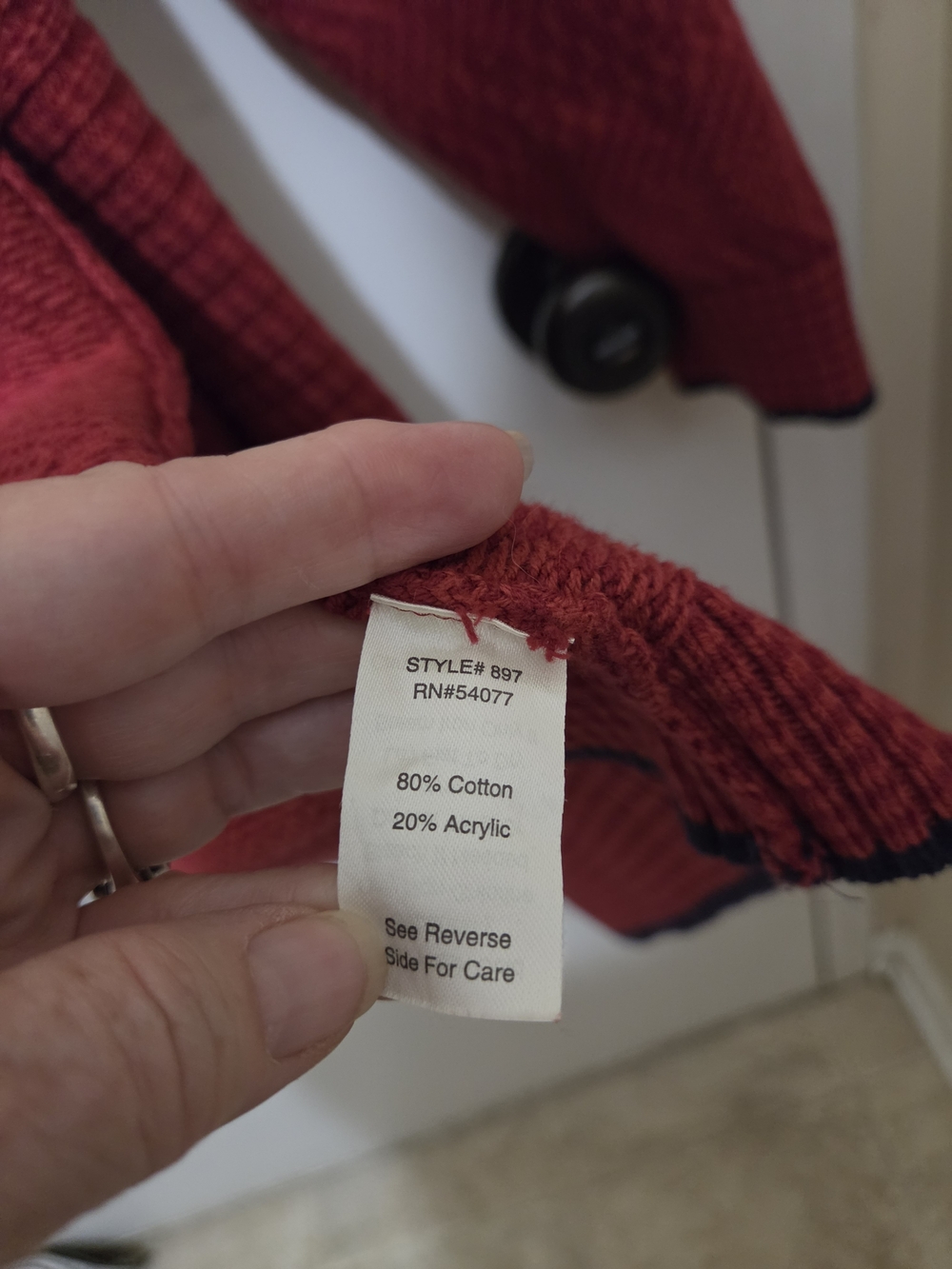CAbi Red Open-Front Patterned Cardigan Sweater - Picture 9 of 10